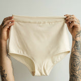 Meeve vintage-style high-waisted underwear, crafted from GOTS-certified organic cotton for breathable, toxin-free comfort. Front view