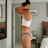 Side profile of Iona bikini brief – classic cut and toxin-free for sensitive or young skin